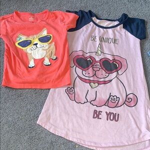 2 piece pajama lot Cute Dog Graphic Tee and nightgown.
